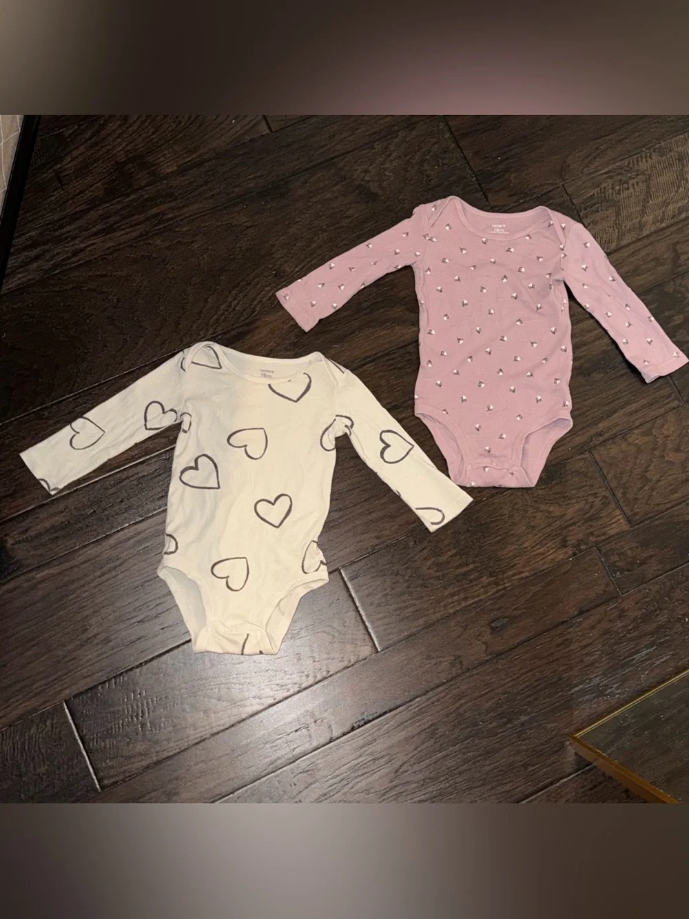 Carter’s long sleeve bodysuit onesie bundle hearts floral
